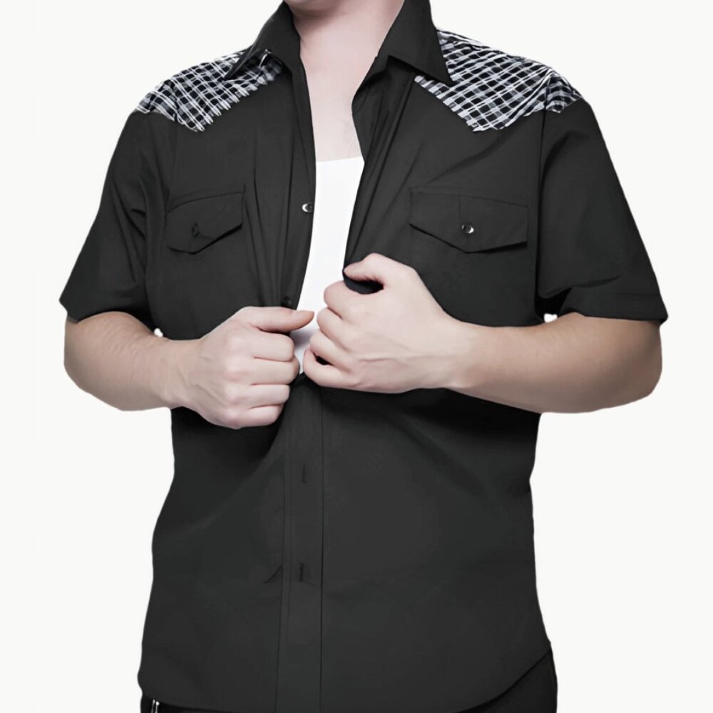 Plaid Yoke Men's Western Shirt by Steady Clothing - S - New Deadstock
